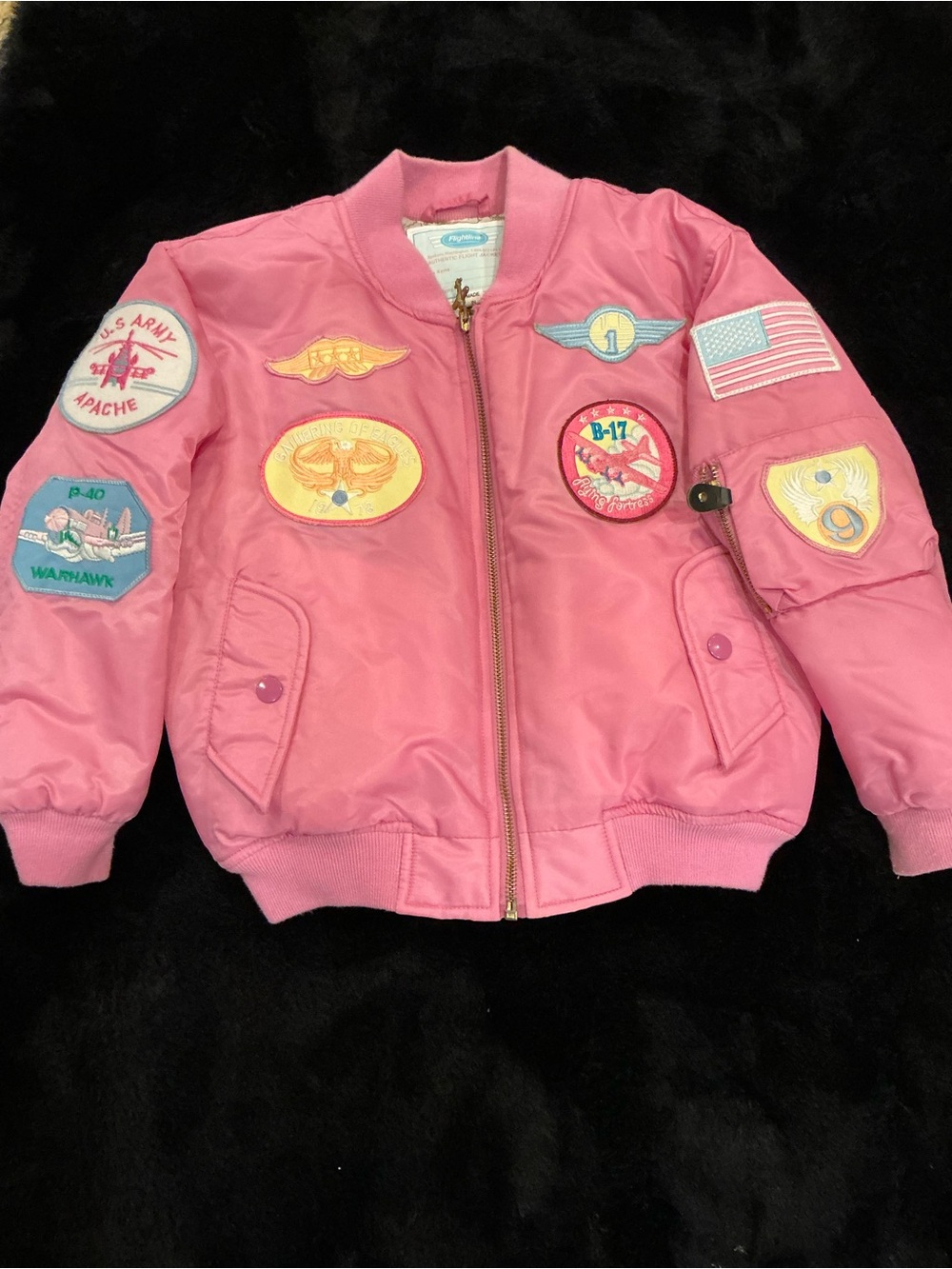 Flight line Flight Jacket MA-1 Bomber Style With Patches Size 7
